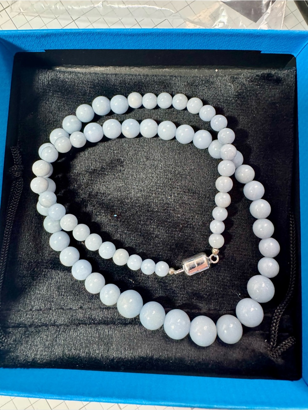 Round Angelite Bead Sterling Silver Necklace 20”